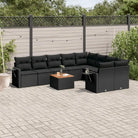 Modulaire tuinbank Lounge Set van zwart materiaal en gepoedercoat staal - Zwart / 1 / 5x midden + Tafel + 2x hoek