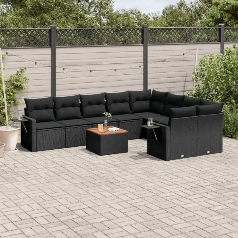 Modulaire tuinbank Lounge Set van zwart materiaal en gepoedercoat staal - Zwart / 1 / 5x midden + Tafel + 2x hoek