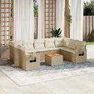 Modulaire tuinbank Lounge Set van zwart materiaal en gepoedercoat staal - Beige / 1 / 2x corner + table + 5x middle