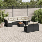 Modulaire tuinbank Lounge Set van zwart materiaal en gepoedercoat staal - Zwart en crème / 1 / Tafel + 5x midden + 2x