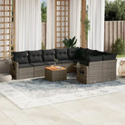 Modulaire tuinbank Lounge Set van zwart materiaal en gepoedercoat staal - Grijs / 1 / 5x midden + Tafel + 2x hoek