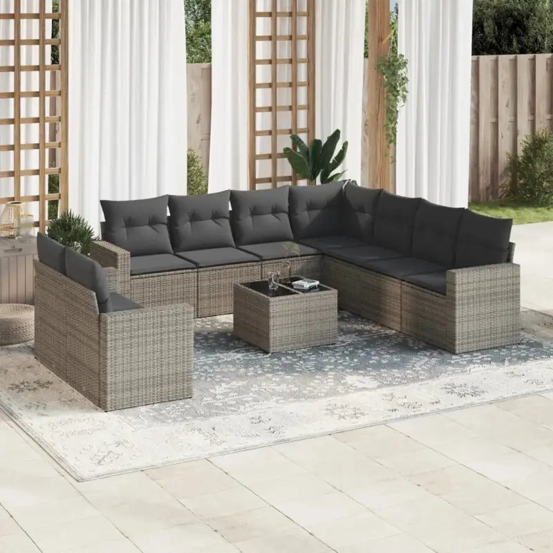 Modulaire tuinbank Loungeset met waterdichte tas en beige gepoedercoat staal - Grijs / 1 / Met tafel - Modulaire