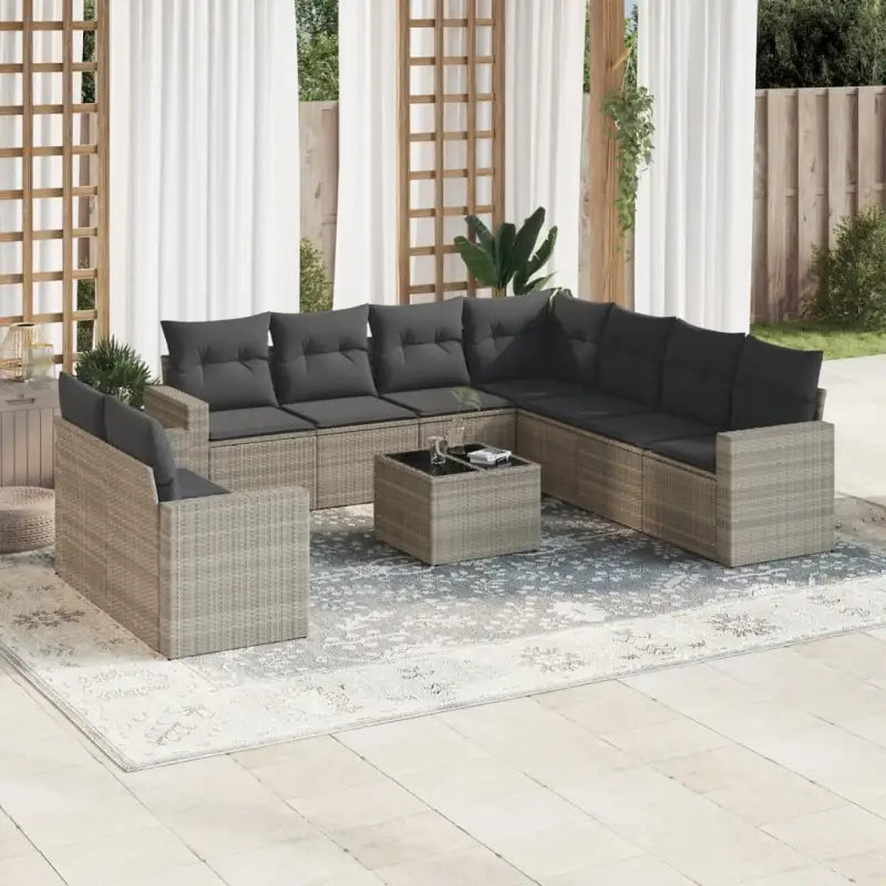 Modulaire tuinbank Loungeset met waterdichte tas en beige gepoedercoat staal - Lichtgrijs / 1 / Met tafel - Modulaire