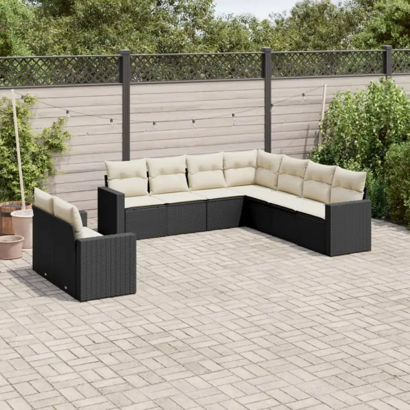 Modulaire tuinbank Loungeset met waterdichte tas en beige gepoedercoat staal - Zwart en crème / 1 / Zonder tafel