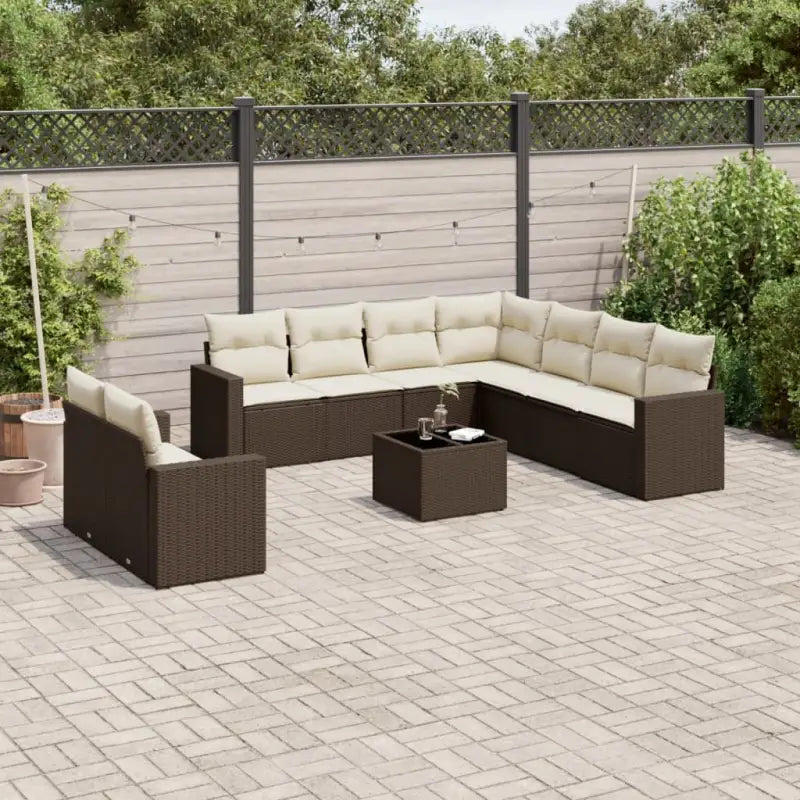 Modulaire tuinbank Loungeset met waterdichte tas en beige gepoedercoat staal - Bruin en crème / 1 / Met tafel