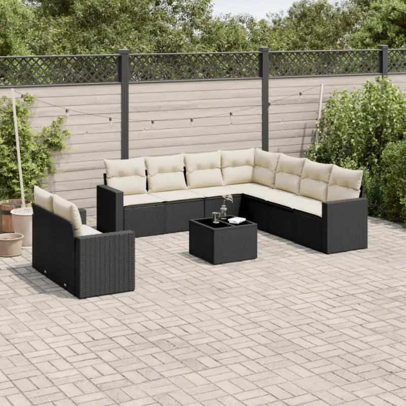 Modulaire tuinbank Loungeset met waterdichte tas en beige gepoedercoat staal - Zwart en crème / 1 / Met tafel