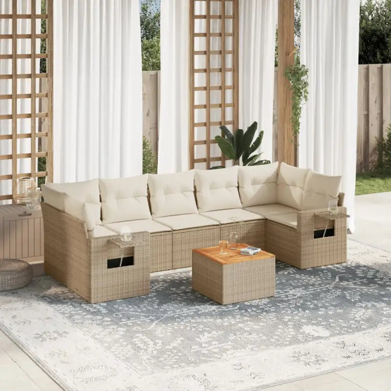 Modulaire tuinbank met beige materiaal en gepoedercoat staal afmetingen - beige en crèmekleurig / 1 - Modulaire