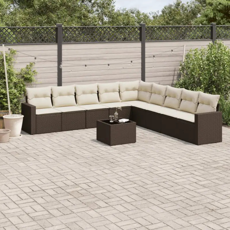 Modulaire tuinbank met beige materiaal en gepoedercoat staal afmetingen - Bruin en crème / 1 / Met tafel - Modulaire