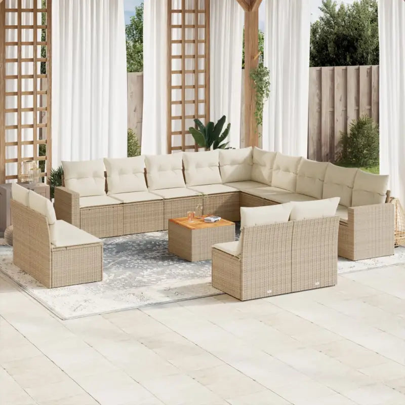 Modulaire tuinbank met beige materiaal en gepoedercoat staal afmetingen - beige en crèmekleurig / 1 - Modulaire