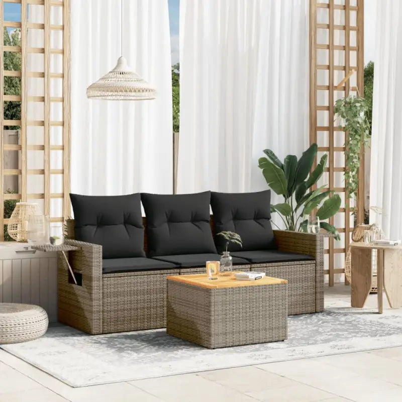 Modulaire tuinbank met beige materiaal en gepoedercoat staal afmetingen - Grijs / 1 - Modulaire tuinbanken