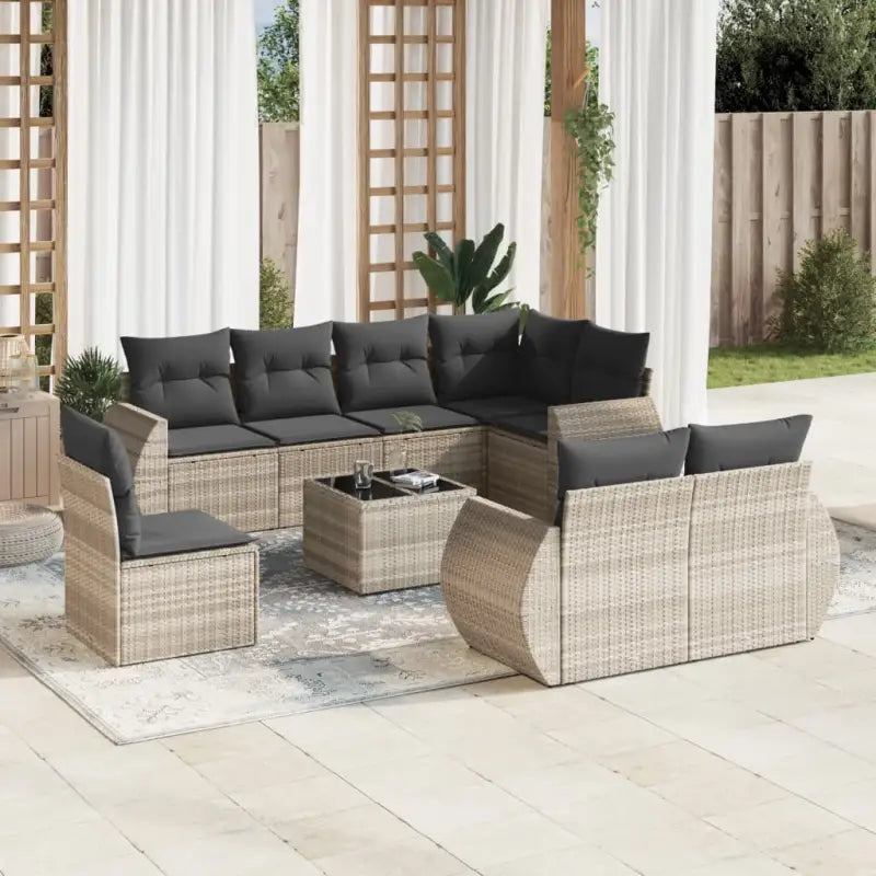 Modulaire tuinbank met beige materiaal en gepoedercoat staal afmetingen - Lichtgrijs / 1 / Met tafel - Modulaire