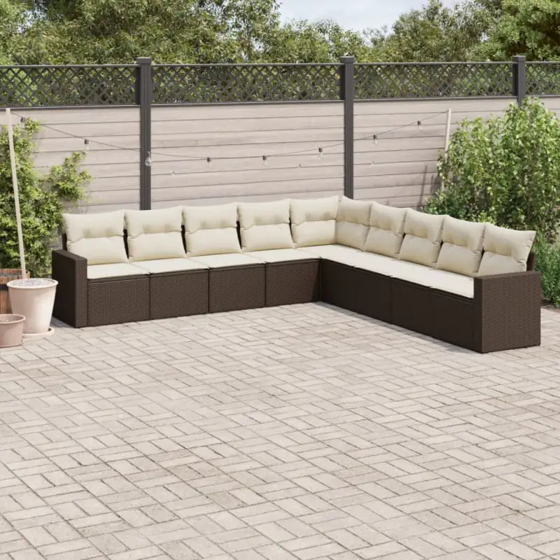 Modulaire tuinbank met beige materiaal en gepoedercoat staal afmetingen - Bruin en crème / 1 / Zonder tafel - Modulaire