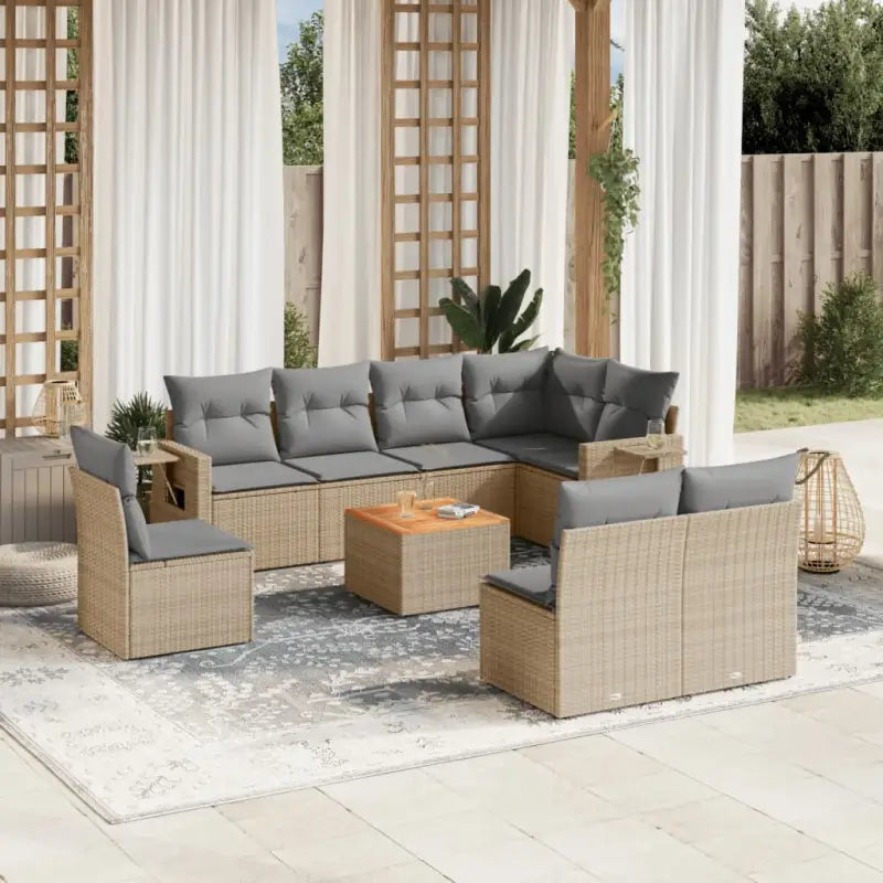 Modulaire tuinbank met beige materiaal en gepoedercoat staal afmetingen - Beige en grijs / 1 - Modulaire tuinbanken