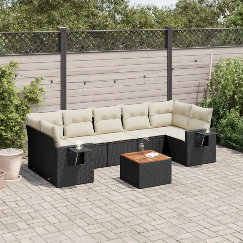 Modulaire tuinbank met beige materiaal en gepoedercoat staal afmetingen - Zwart en crème / 1 - Modulaire tuinbanken