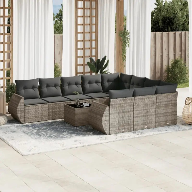 Modulaire tuinbank met beige materiaal en gepoedercoat staal afmetingen - Grijs / 1 / Met tafel - Modulaire tuinbanken
