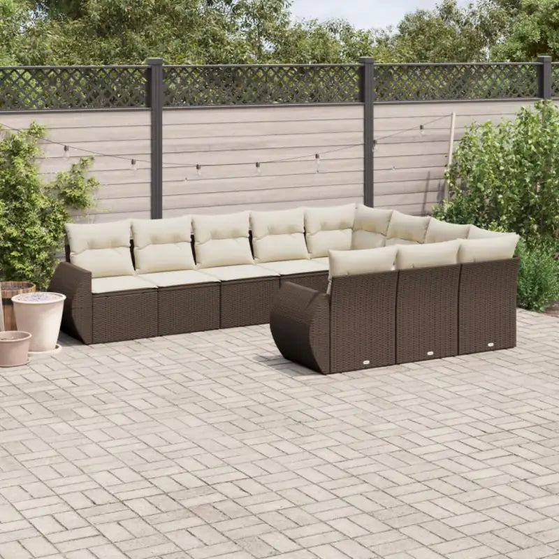 Modulaire tuinbank met beige materiaal en gepoedercoat staal afmetingen - Bruin en crème / 1 / Zonder tafel - Modulaire
