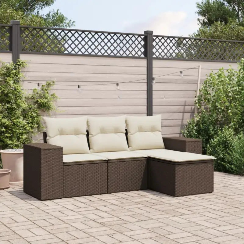 Modulaire tuinbank met beige materiaal en gepoedercoat staal afmetingen - Bruin en crème / 1 / Zonder tafel - Modulaire