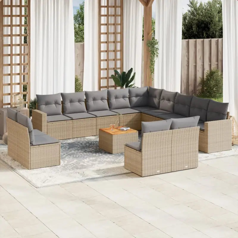 Modulaire tuinbank met beige materiaal en gepoedercoat staal afmetingen - Beige en grijs / 1 - Modulaire tuinbanken