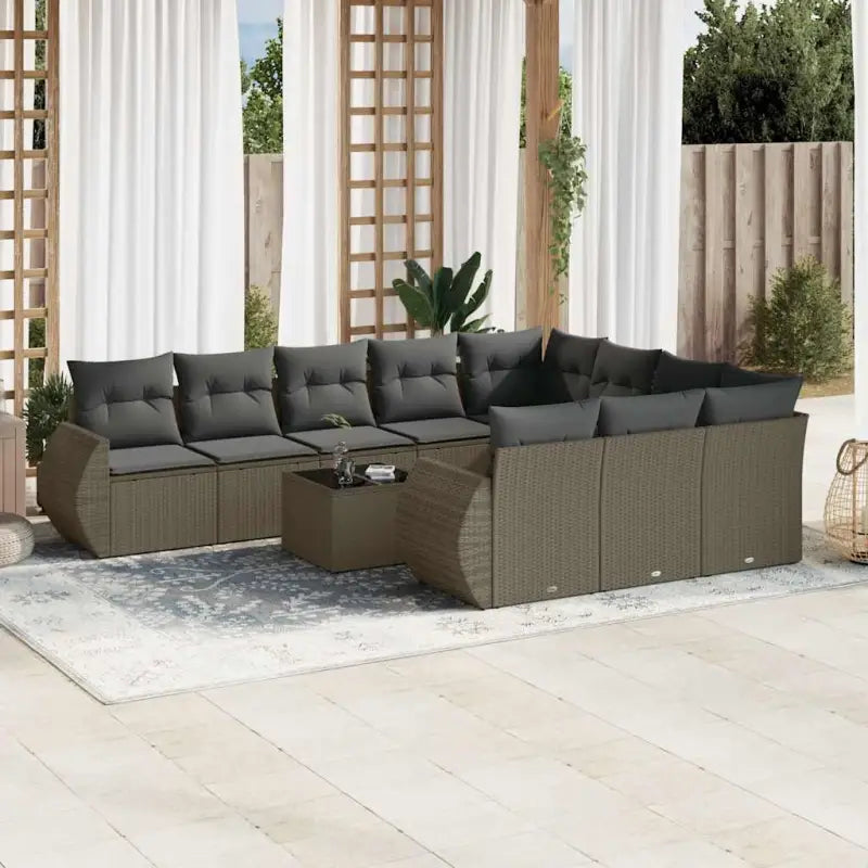 Modulaire tuinbank met beige materiaal en gepoedercoat staal afmetingen - Lichtgrijs / 1 / Met tafel - Modulaire