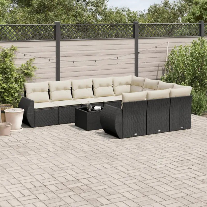 Modulaire tuinbank met beige materiaal en gepoedercoat staal afmetingen - Zwart en crème / 1 / Met tafel - Modulaire