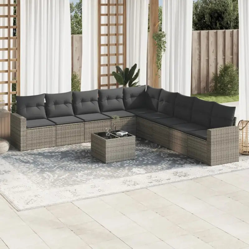 Modulaire tuinbank met beige materiaal en gepoedercoat staal afmetingen - Grijs / 1 / Met tafel - Modulaire tuinbanken