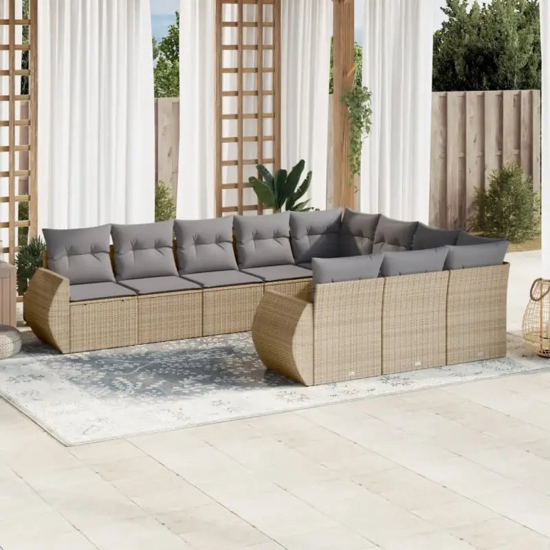 Modulaire tuinbank met beige materiaal en gepoedercoat staal afmetingen - Beige en grijs / 1 / Zonder tafel - Modulaire