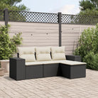 Modulaire tuinbank met beige materiaal en gepoedercoat staal afmetingen - Zwart en crème / 1 / Zonder tafel - Modulaire