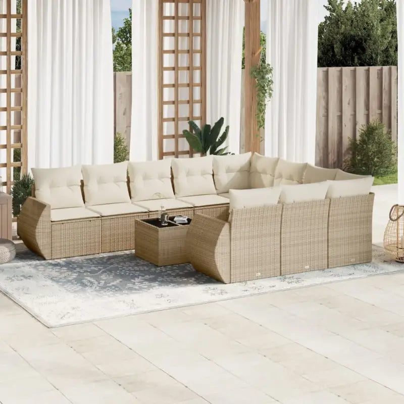 Modulaire tuinbank met beige materiaal en gepoedercoat staal afmetingen - beige en crèmekleurig / 1 / Met tafel