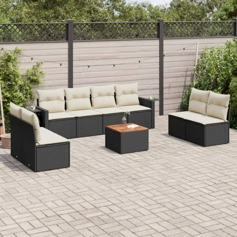 Modulaire tuinbank met beige materiaal en gepoedercoat staal afmetingen - Zwart en crème / 1 - Modulaire tuinbanken