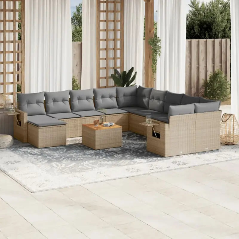 Modulaire tuinbank met beige materiaal en gepoedercoat staal voordelen - Beige en grijs / 1 - Modulaire tuinbanken