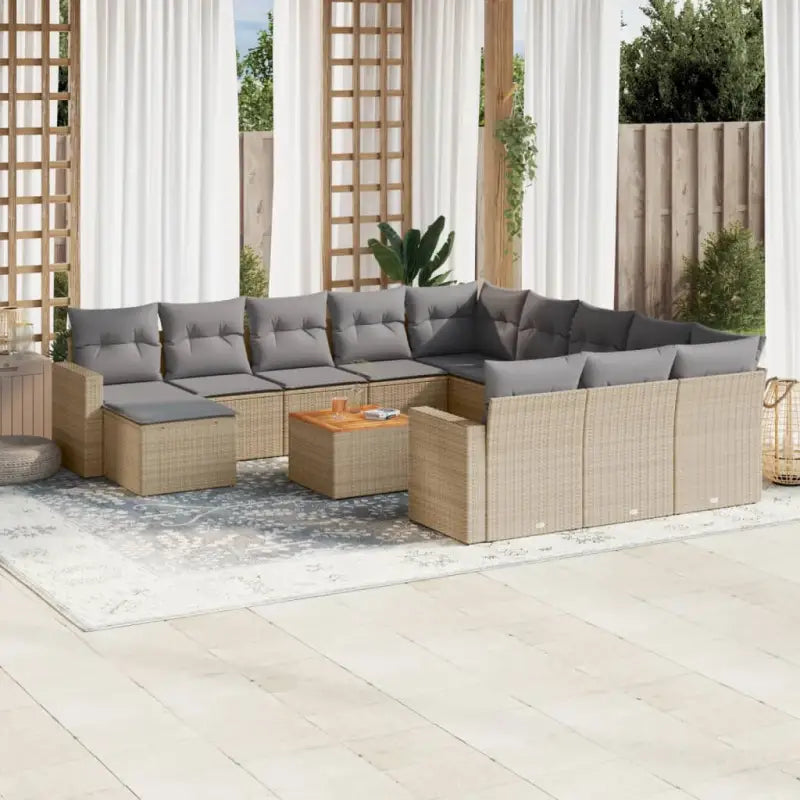 Modulaire tuinbank met beige materiaal en gepoedercoat staal afmetingen - Beige en grijs / 13 - Modulaire tuinbanken
