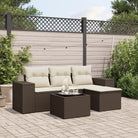 Modulaire tuinbank met beige materiaal en gepoedercoat staal afmetingen - Bruin en crème / 1 / Met tafel - Modulaire