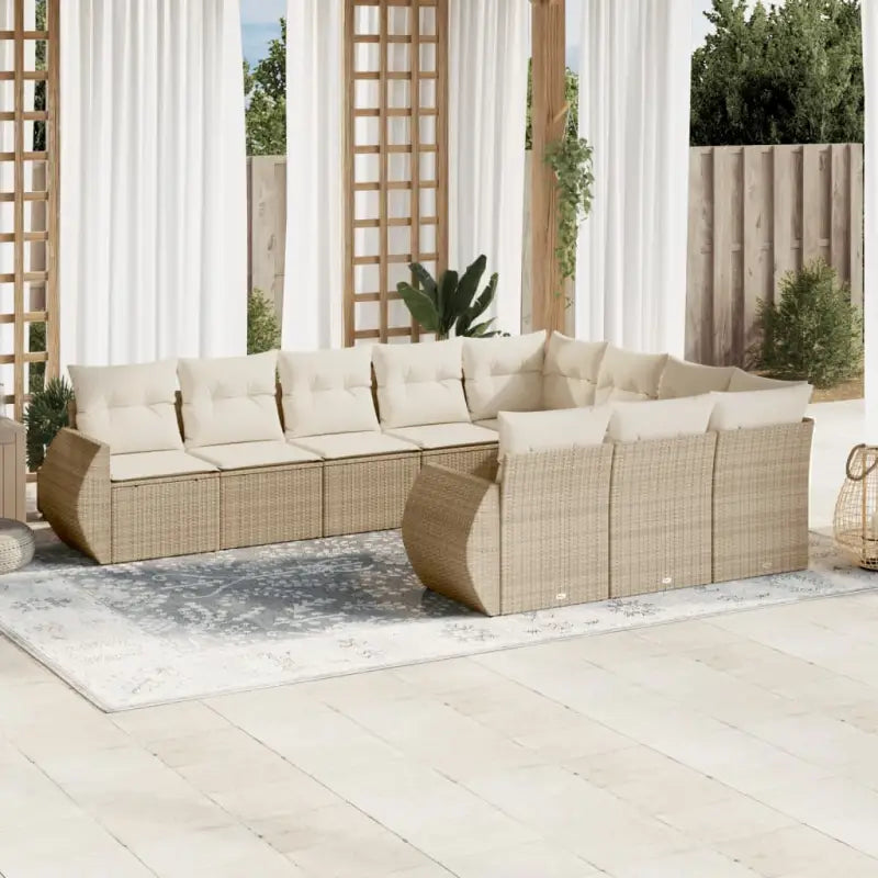 Modulaire tuinbank met beige materiaal en gepoedercoat staal afmetingen - beige en crèmekleurig / 1 / Zonder tafel