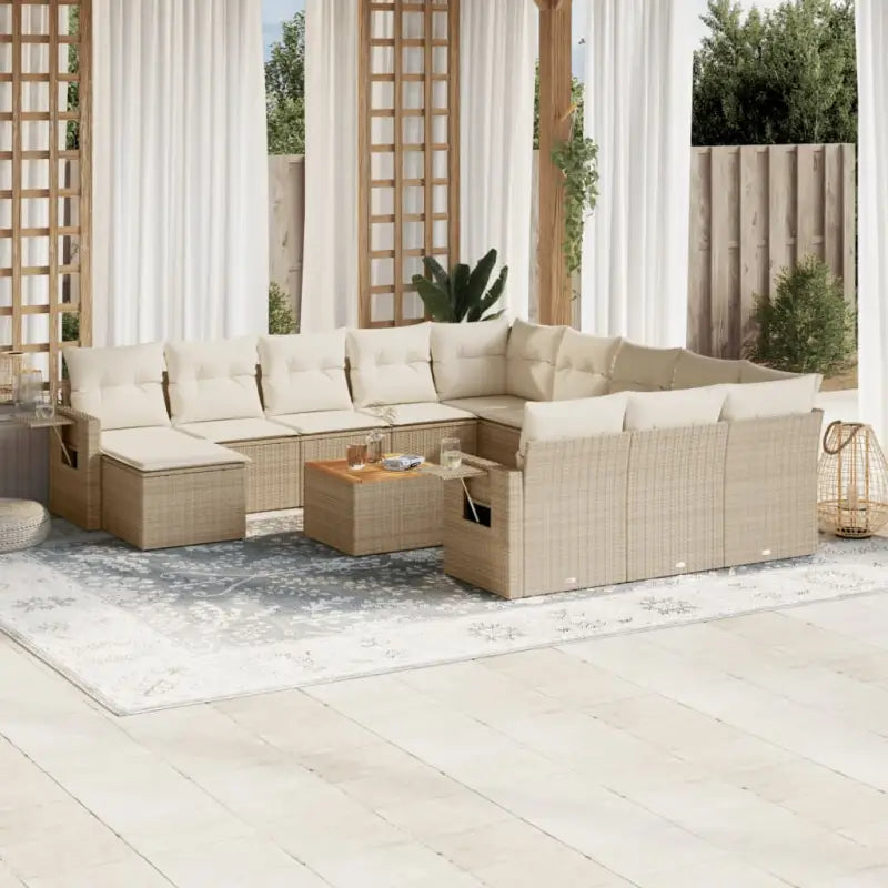 Modulaire tuinbank met beige materiaal en gepoedercoat staal afmetingen - beige en crèmekleurig / 1 - Modulaire