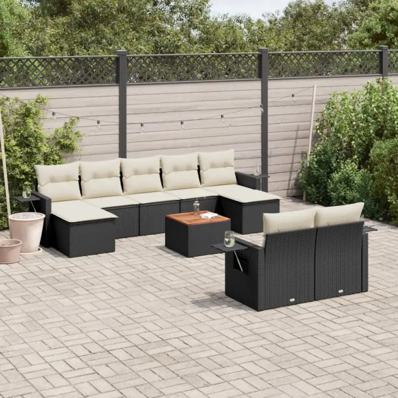 Modulaire tuinbank met beige materiaal en gepoedercoat staal afmetingen - Zwart en crème / 1 - Modulaire tuinbanken