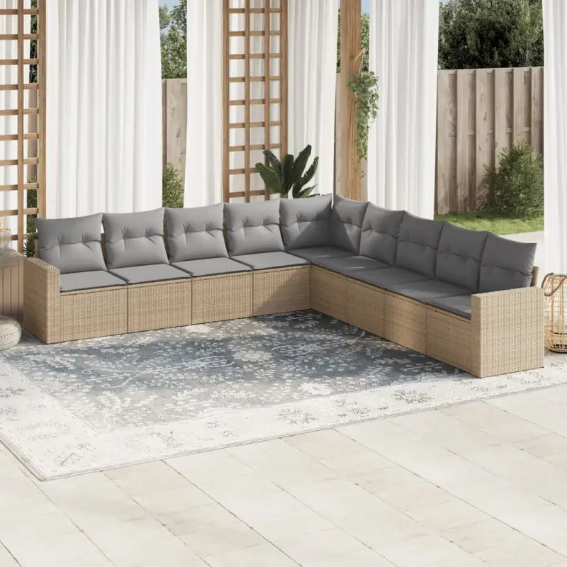 Modulaire tuinbank met beige materiaal en gepoedercoat staal afmetingen - Beige en grijs / 1 / Zonder tafel - Modulaire