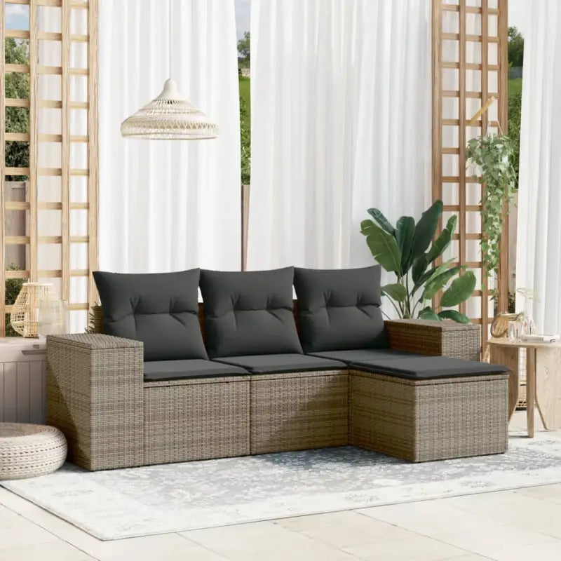 Modulaire tuinbank met beige materiaal en gepoedercoat staal afmetingen - Grijs / 1 / Zonder tafel - Modulaire