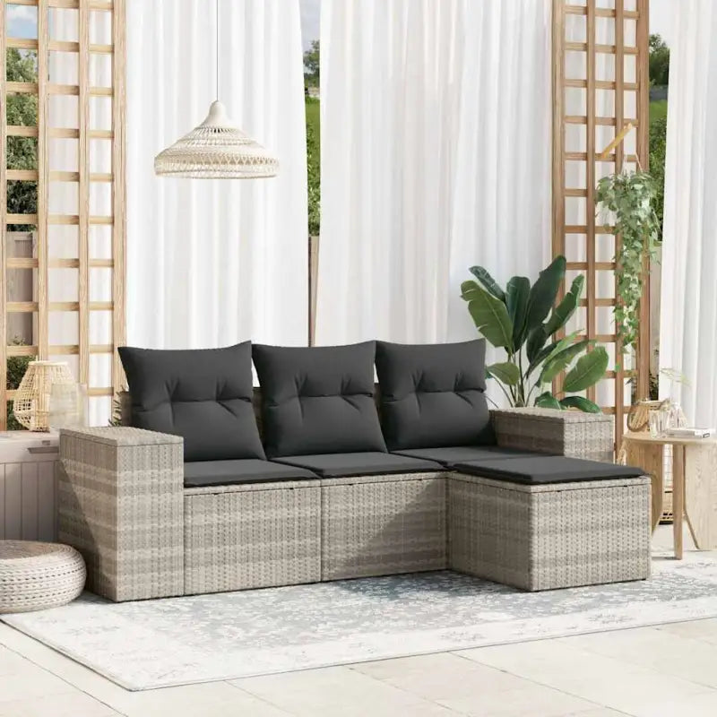 Modulaire tuinbank met beige materiaal en gepoedercoat staal afmetingen - Lichtgrijs / 1 / Zonder tafel - Modulaire