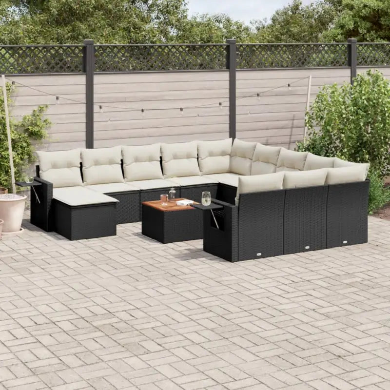 Modulaire tuinbank met beige materiaal en gepoedercoat staal afmetingen - Zwart en crème / 1 - Modulaire tuinbanken