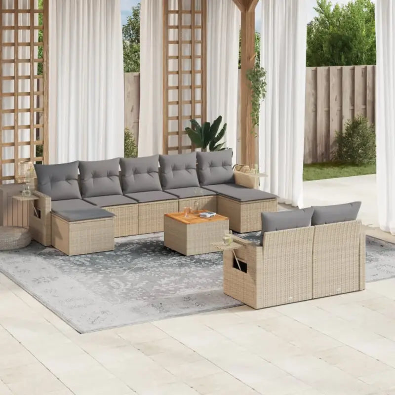 Modulaire tuinbank met beige materiaal en gepoedercoat staal afmetingen - Beige en grijs / 1 - Modulaire tuinbanken