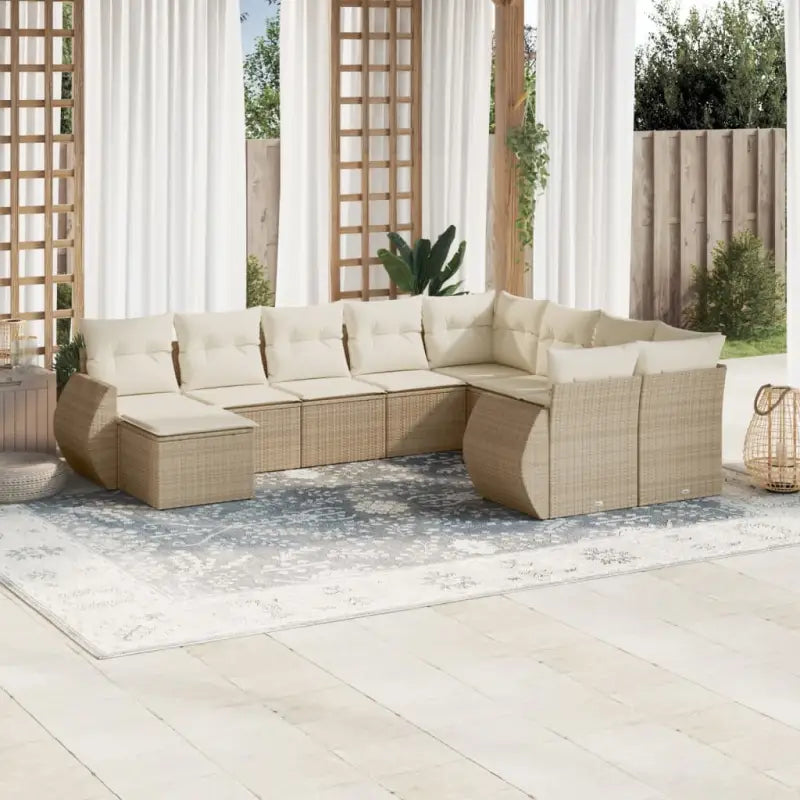 Modulaire tuinbank met beige materiaal en gepoedercoat staal afmetingen - beige en crèmekleurig / 1 - Modulaire