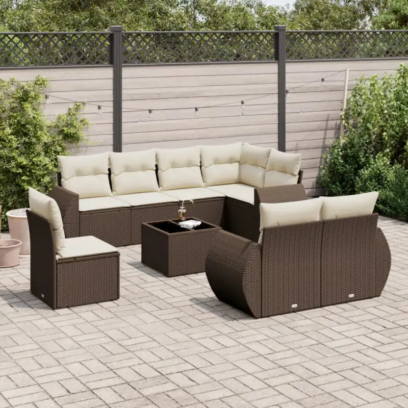 Modulaire tuinbank met beige materiaal en gepoedercoat staal afmetingen - Bruin / 1 / Met tafel - Modulaire tuinbanken