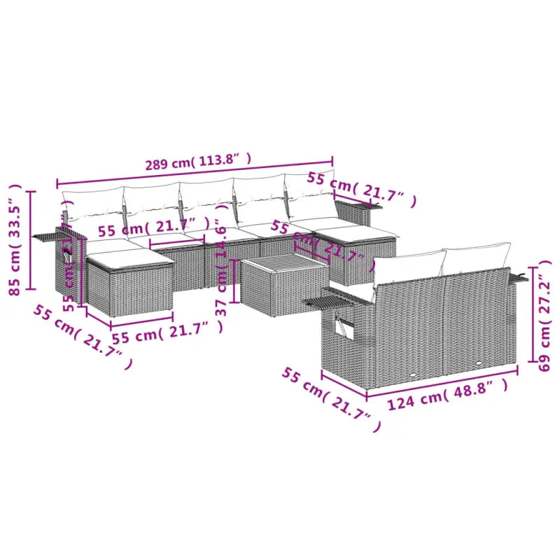Modulaire tuinbank met beige materiaal en gepoedercoat staal afmetingen - Modulaire tuinbanken