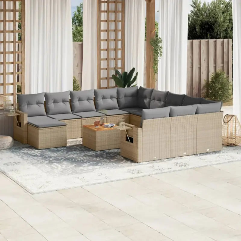 Modulaire tuinbank met beige materiaal en gepoedercoat staal afmetingen - Beige en grijs / 1 - Modulaire tuinbanken