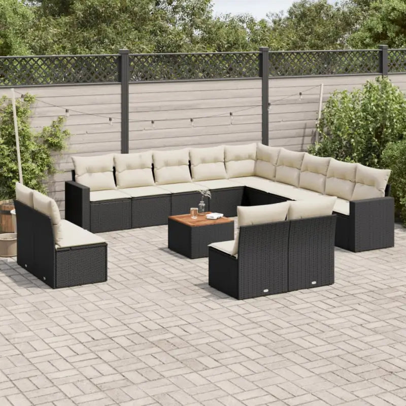 Modulaire tuinbank met beige materiaal en gepoedercoat staal afmetingen - Zwart en crème / 1 - Modulaire tuinbanken