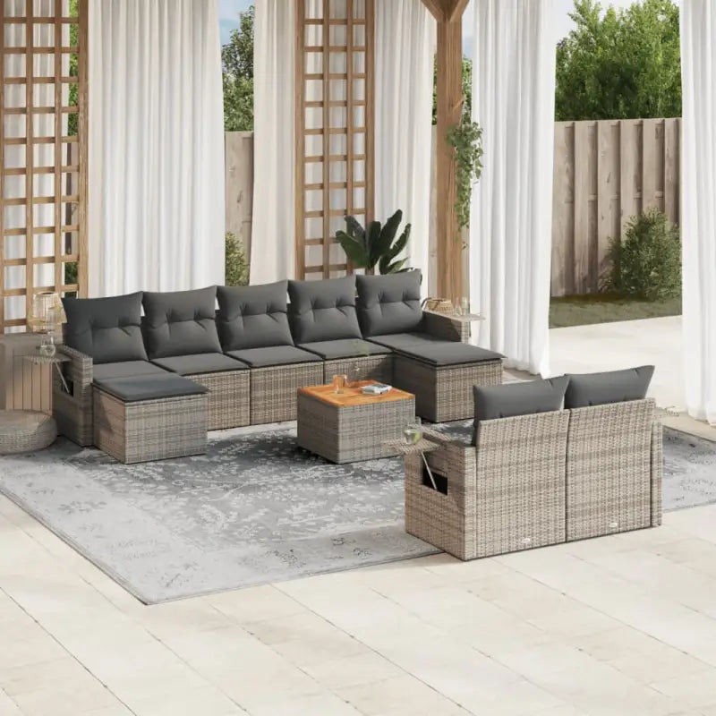 Modulaire tuinbank met beige materiaal en gepoedercoat staal afmetingen - Grijs / 1 - Modulaire tuinbanken