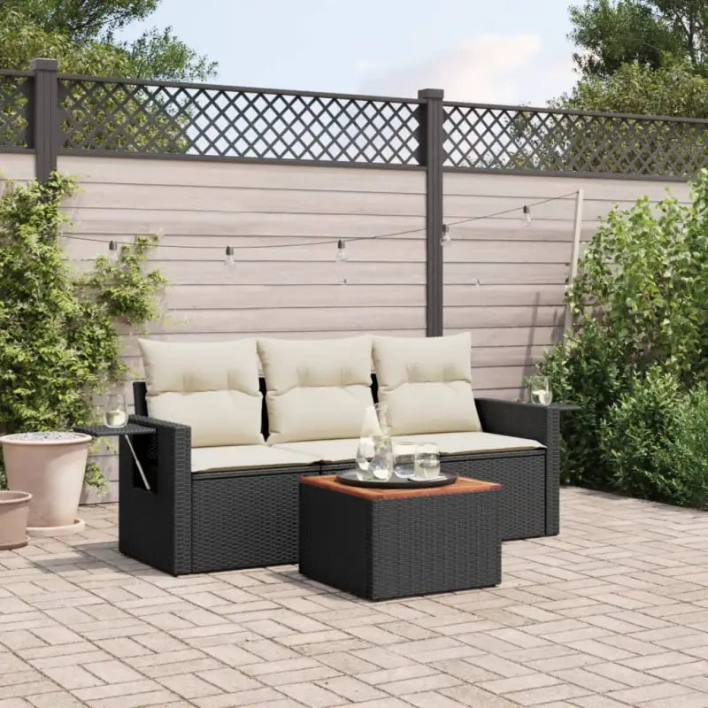 Modulaire tuinbank met beige materiaal en gepoedercoat staal afmetingen - Zwart en crème / 1 - Modulaire tuinbanken