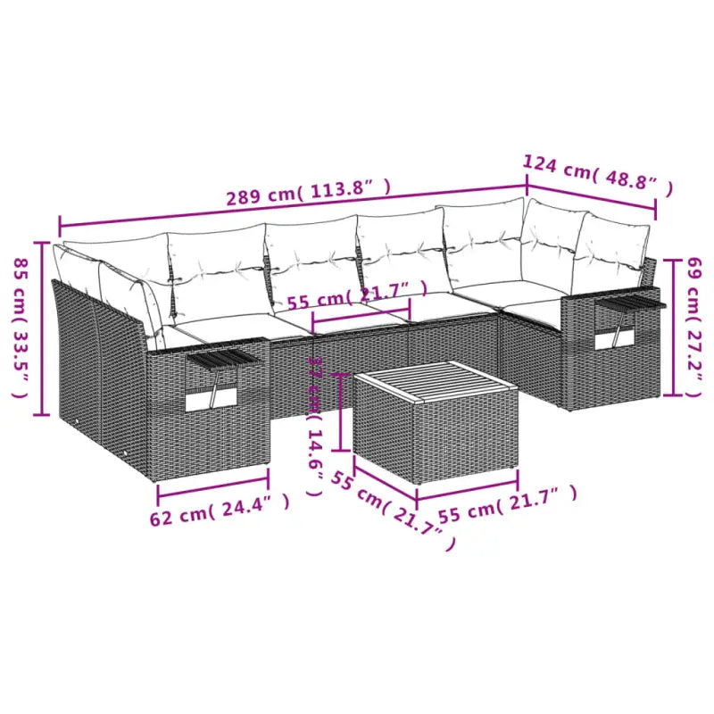 Modulaire tuinbank met beige materiaal en gepoedercoat staal afmetingen - Modulaire tuinbanken