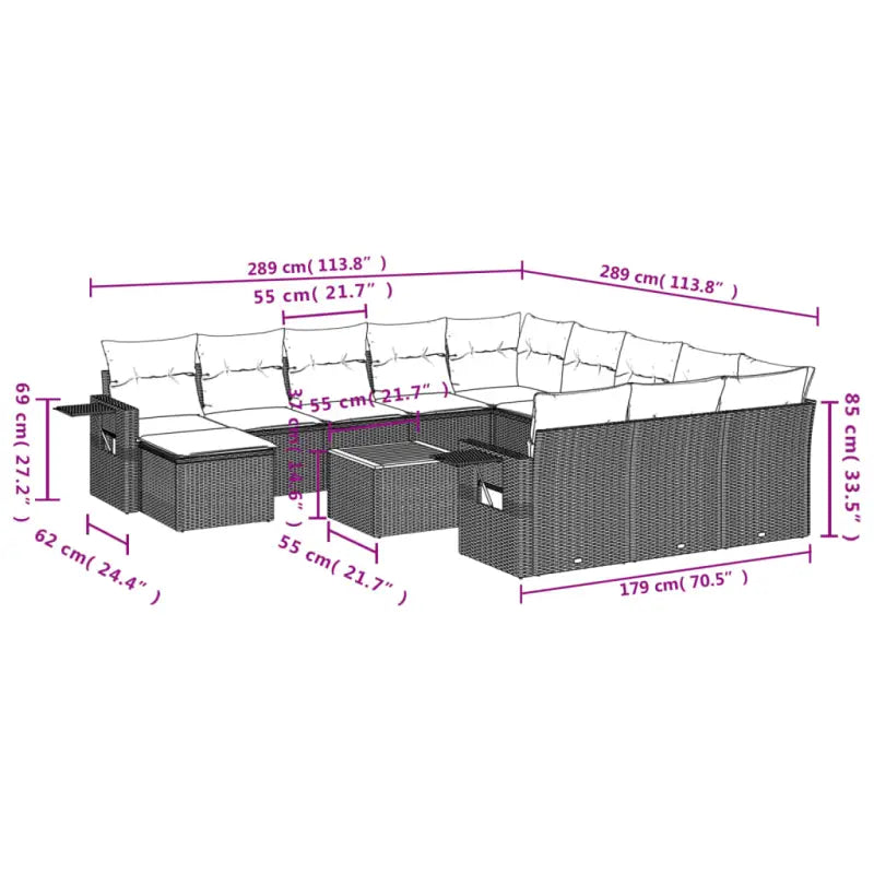 Modulaire tuinbank met beige materiaal en gepoedercoat staal afmetingen - Modulaire tuinbanken