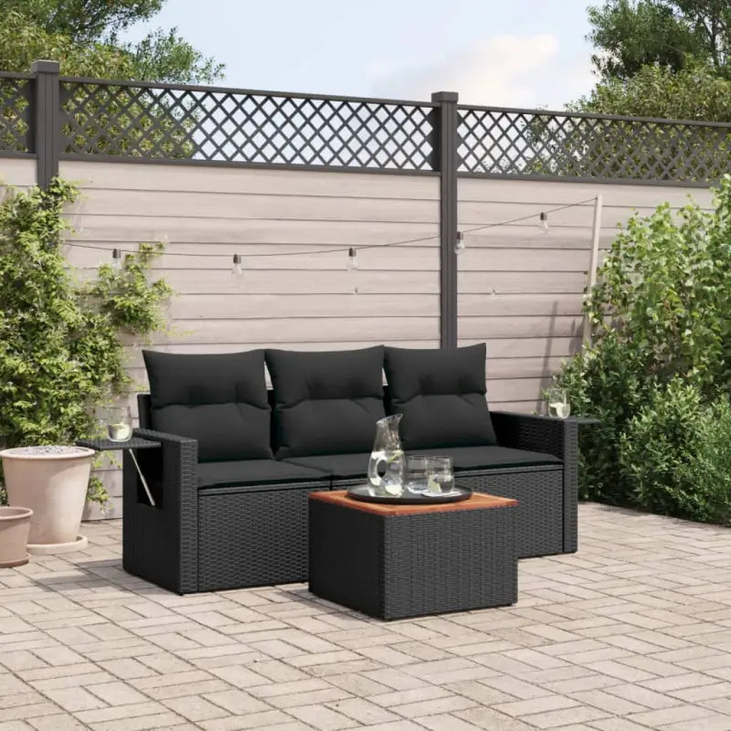 Modulaire tuinbank met beige materiaal en gepoedercoat staal afmetingen - Zwart / 1 - Modulaire tuinbanken